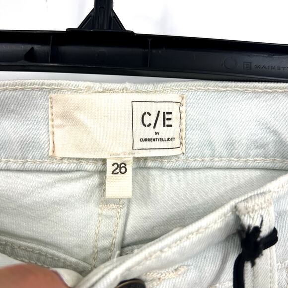 CURRENT ELLIOTT Relaxed Cuff Boyfriend Jeans Size 26 Light Icy Blue Distress NWT - Picture 8 of 10